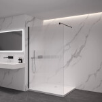 CERANO - Sprchová zástena Walk-in Onyx Round Ľ/P - 8 mm - okrúhla vzpera - čierna matná, ryhované sklo - 120x200 CER-8050BD306