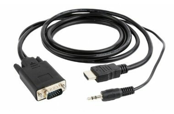 Gembird adaptér HDMI-A (M) na VGA (M) + 3.5 mm audio / kábel 1.8m / čierna (A-HDMI-VGA-03-6)