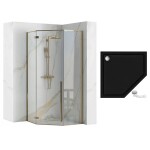 REA/S - Sprchovací kút DIAMOND 90x90 - zlatá + sprchova vanička Diamond, biela KPL-04904