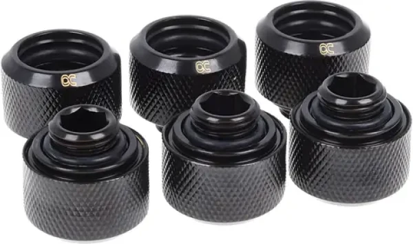 Alphacool Eiszapfen / Rúrkový fitting 1/4" na 16/10 mm / čierny / 6 ks (17379)
