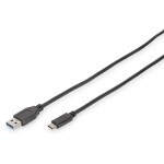 Digitus USB kábel USB 3.2 Gen1 (USB 3.0 / USB 3.1 Gen1) USB-C ® zástrčka, USB-A zástrčka 1.00 m čierna guľatý, dvojžilový tienený DB-300136-010-S; DB-300136-010-S