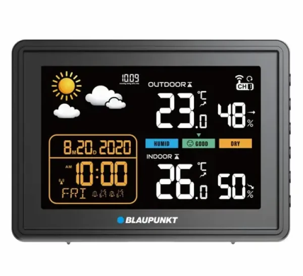 Blaupunkt WS30BK čierna / Meteostanica / meranie teploty a vlhkosti / LCD displej / vonkajší teplomer (5901750506062)