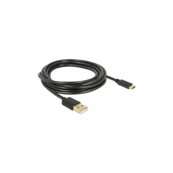 DeLock USB-A (M) - USB-C (M) 3M čierna / Kábel / USB 2.0 / 480 Mbit/s / max. 3 A (85209)