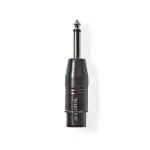 Nedis XLR adaptér čierna / XLR 3-kolíková zástrčka / jack 6.35 mm / poniklované (COTP15940BK)