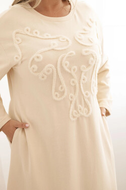 Dámske plus size šaty s výšivkou bavlnené béžové UNI