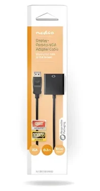 Nedis Adaptér DisplayPort (M) - VGA (F) čierna / Redukcia / 1080p / Poniklované konektory / 0,2 m (CCGB37351BK02)