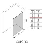 CERANO - Sprchová zástena Walk-in Onyx L-ľavá vzpera - 8 mm - čierna matná, mliečne sklo - 70x200 CER-8050BD765