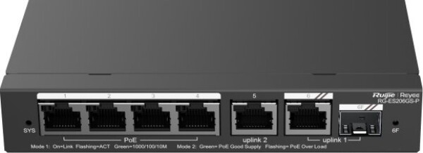 Reyee SWITCH POE RG-ES206GS-P 4-PORTOWY REYEE