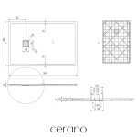 CERANO - Sprchová vanička obdĺžniková Pablo - SMC/minerálny kompozit - štruktúrovaná čierna matná - 140x90x3 CER-481156