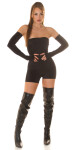 Sexy Koucla short Bandeau Overall with Gauntlets black Einheitsgroesse