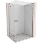 MEXEN/S - Mist-H L Duo sprchovací kút dvere krídlové 80 x 85, transparent, meď kartáčovaná 8A5L-080L-085P-65-00