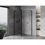 MEXEN/S - Mist Lsprchovací kút päťboký krídlový asymetrický 90 x 80, transparent, čierna 8A8L-090-080-70-00
