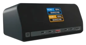 ICY BOX IB-DK2300-CH antracit / Dokovacia stanica / USB-C / 2x HDMI / RJ-45 / LCD displej / PD 100W (61215)