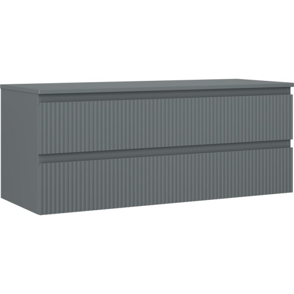 MEXEN/S - Rivel kúpeľňová skrinka pod umývadlo 120 cm s doskou, 2 zásuvky, reliéf, grafit mat 91A20-12047-2-BFFC66