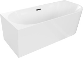MEXEN/S - Mia vaňa voľne stojaca rohová ľavá 160 x 75, biela, sifón a prepad čierna 52691607500L-70