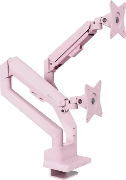 Arozzi ALZARE Neo Duo ružová / Stolný držiak pre 2 monitory / 17-32" / VESA 75x75-100x100 / nosnosť 2x 9 kg (AZ-ALZARE-NEO-DUO-PNK)