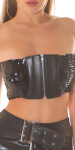 Sexy 2v1 Bandeau Crop Top flitrami zipsom black