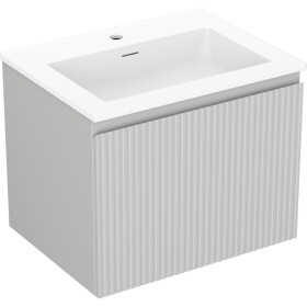 MEXEN/S - Rivel kúpeľňová skrinka 60 cm s umývadlom Otis, 1 šuplík, reliéf, šedá mat/biela mat 91A20-06047-1-BF62-W18M01
