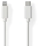 Nedis Lightning kábel 1 m biela / Dátový kábel / USB-C (M) - Lightning 8-pin (M) / USB 2.0 / 480 Mbps (CCGL39650WT10)