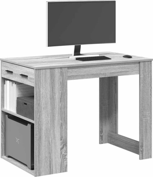 VidaXL Biurko z zásuvoką i półką, Sivý dub sonoma, 102x62x77,5 cm