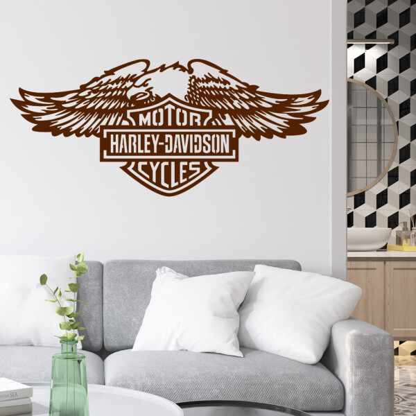 Veselá Stena Samolepka Harley Davidson orol Farba: hnědá, Veľkosť: 80 x 34 cm