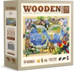 Wooden City Drevené puzzle Mapa sveta zvierat 1010 dielikov