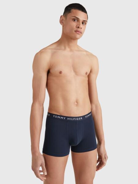 Pánske trenírky 3-PACK LOGO WAISTBAND ESSENTIAL TRUNKS UM0UM022030SF tmavo modrá - Tommy Hilfiger SM