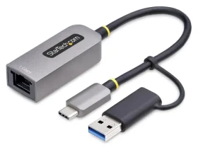 StarTech adaptér USB-C na Ethernet šedá / Sieťový adaptér / 5 Gbps / USB-A redukcia / 15 cm (C21GA-USB-ETHERNET)