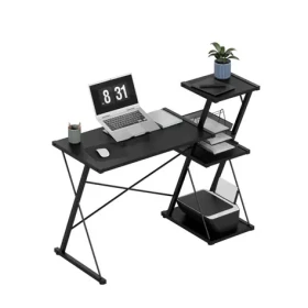 Mark Adler Leader 3.5 čierna / Pracovný stôl s policami / pravá aj ľavá montáž (MA-LEADER 3.5 BLACK)