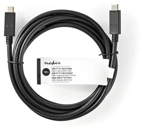 Nedis USB-C - USB-C čierna / Dátový kábel / USB 3.2 Gen 2 / 10 Gbps / 15 W / 1 m (CCGT64750BK10)