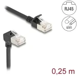 DeLock RJ45 / Patch kábel / Cat.6a S/FTP / 0,25 m / priamy - uhlový 90 ° / čierna (80303)