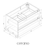 CERANO - Kúpeľňová skrinka pod umývadlo Carole - čierna matná - 79x48x45 CER-431572