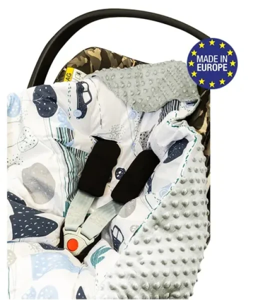 Bomimi Zavinovacia deka do autosedačky minky autíčka, modrá (BO2208BLU001)
