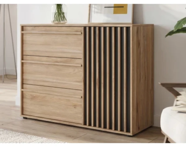 Komoda Arank 118 cm, dub mauvella/čierna%