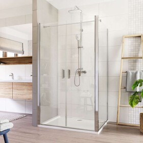 Mereo Sprchovací kút, Lima, obdĺžnik, dvojkrídlový, lietací, 110x80 cm, chróm ALU, sklo Číre CK88573K