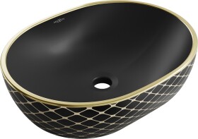 MEXEN - Viki umývadlo na dosku 48 x 35, čierna mat/zlatá vzor 21054879