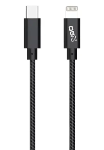 2GO 797162 antracitová / Dátový kábel / Lightning - USB-C / 1 m / MFi certifikácia / nylonový (797162)