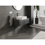 MEXEN/S - Rivel kúpeľňová skrinka pod umývadlo 80, 1 šuplík, reliéf, grafit mat 91A20-08023-1-BF66