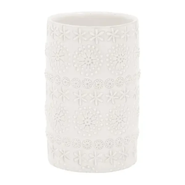 Spirella RELIEF kelímok na kefky biely / porcelán (7610583199232)