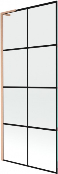 MEXEN/S - Next L vaňová zástena FIX 80 x 150, čierna vzor, meď kartáčovaná 895-080-000-03-77-65