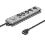 Qoltec Prepäťová ochrana Quick Switch (5 zásuviek) sivá / vypínač / 1.8m (50270-Q)