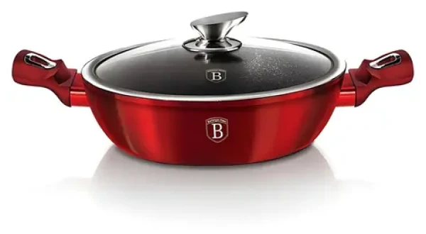 BERLINGERHAUS Pekáč okrúhly s pokrievkou Burgundy Metallic Line 32 cm / Mramorový povrch / BH-1264 (BH-1264)