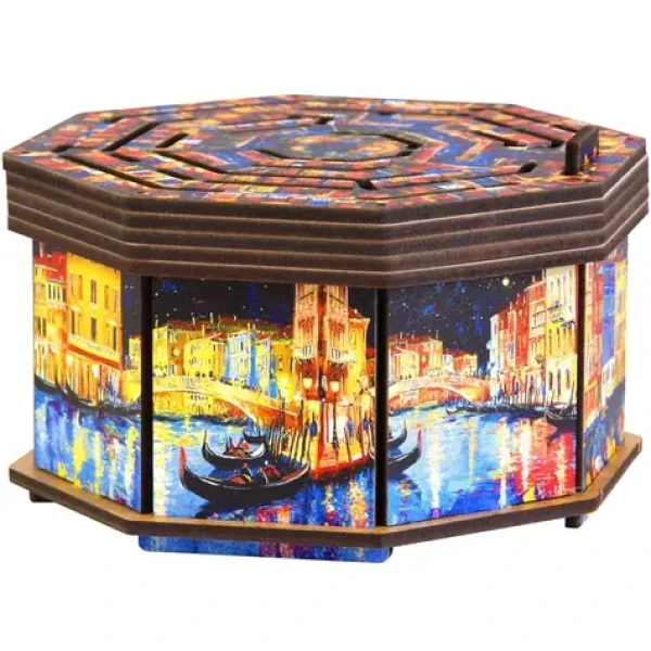 EscapeWelt Drevený hlavolam Art Secret Maze Box