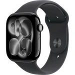 Apple Watch Series 11 GPS+Cellular 46mm Klavírno čierne hliníkové telo - Čierny športový remienok M/L / 160-210 mm (MFC44MP/A)