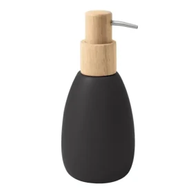 Spirella Sven dávkovač mydla čierny / polyresin / drevo / 260 ml (7610583218667)