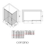 CERANO - Sprchovací kút Lantono L/P - 8 mm - Soft-Close - čierna matná, grafitové sklo - 140x90x195 - posuvný CER-8050BD7529