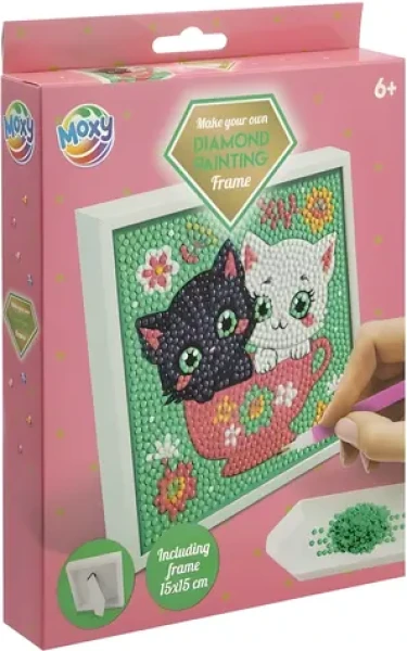 MOXY Diamantové maľovanie na ráme Mačičky 15x15 cm