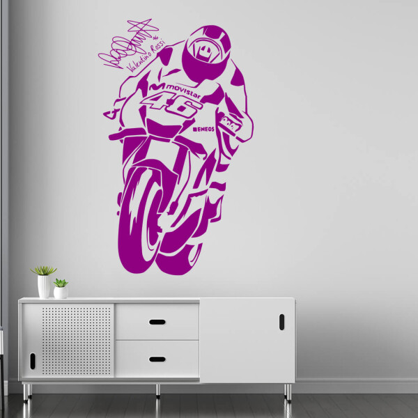Veselá Stena Samolepka Valentino Rossi Farba: fialová, Veľkosť: 60 x 36 cm