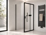 CERANO - Sprchovací kút Varone LINE Ľ/P - 6 mm - čierna matná, transparentné sklo - 90x90x195 - posuvný CER-DY505B-9093