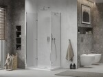 MEXEN/S - Sprchovací kút zalamovací Lima 100x90, sklo číre, chróm + vanička 856-100-090-00-00-4010